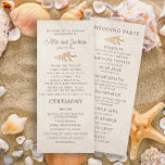Beach Seashells Sand Wedding Program Bridal Party<br><div class="desc">Beautiful sand-coloured beachside wedding ceremony program and bridal party card with a seashell theme.</div>