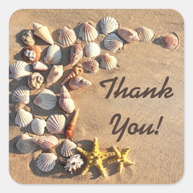 beach seashells starfish thank you stickers (Front)