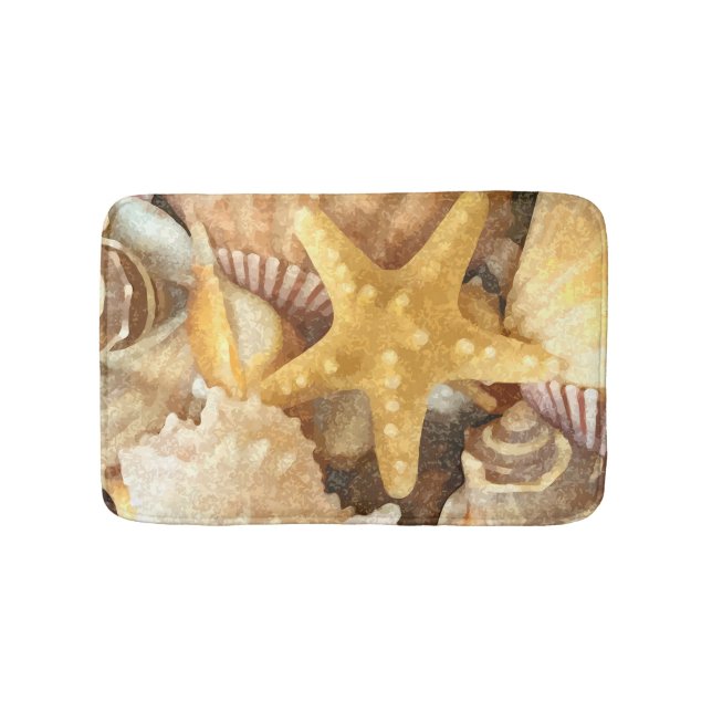 Beach Seashells Theme Bath Mat (Front)