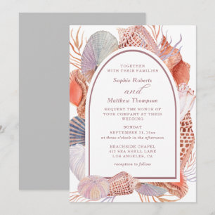 Beach Seashells Watercolor Coastal Chic Wedding In Invitation