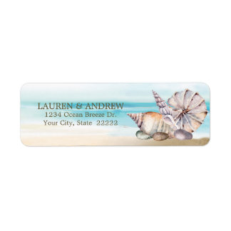 Beach Seashells Watercolor Nautical Return Address