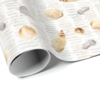 Beach Seashells Watercolor Wrapping Paper