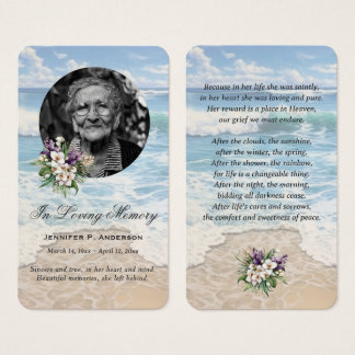 Beach Seashore Floral Photo Cartes de prières comm