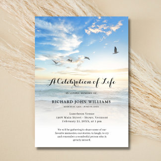 Beach Seaside Ocean Celebration of Life Funeral bl Invitation