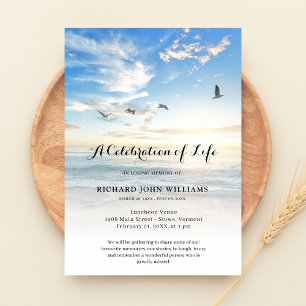 Beach Seaside Ocean Celebration of Life Funeral Invitation