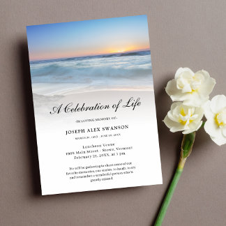 Beach Seaside Ocean Celebration of Life Funeral Invitation