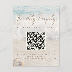 Beach Seaside/Oceanside Wedding Scan Code RSVP Enclosure Card