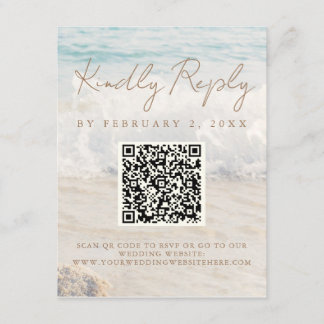 Beach Seaside/Oceanside Wedding Scan Code RSVP Enclosure Card