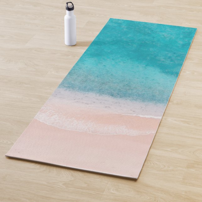 Beach Seaside Sand Sea Waves Template Fitness Yoga Mat (In Situ)