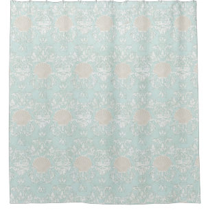 Beach Seaside Seashells Blue White Damask Pattern
