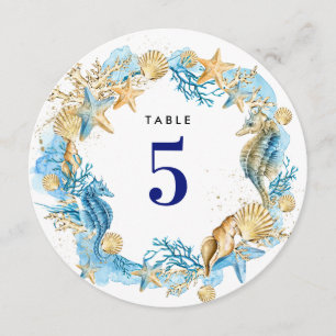 Beach   Seaside Seashells Wedding Table Numbers
