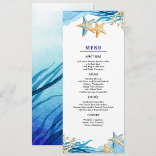 Beach   Seaside Watercolor Wedding Menu Cards