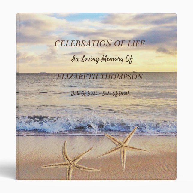 Beach Seastar  Sunset Celebration of Life Binder (Front)