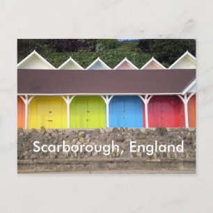beach sheds, Scarborough, England Postcard