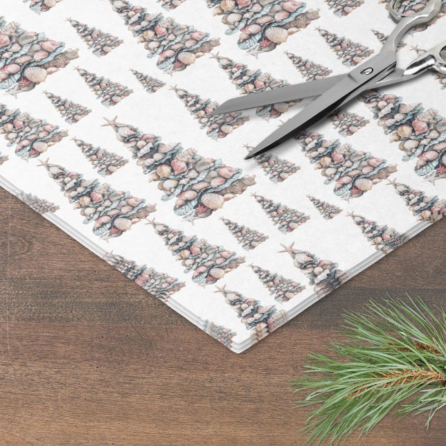 Beach Shell Christmas Tree Pattern Tissue Paper (Beach Shell Christmas Tree Pattern Tissue Paper)
