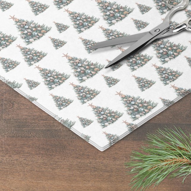 Beach Shell Christmas Tree Pattern Tissue Paper (Beach Shell Christmas Tree Pattern Tissue Paper)