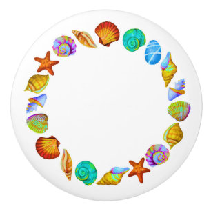 Beach Shell Circle Drawer Knobs Colourful Version
