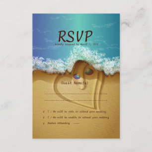 Beach Shell Couple RSVP Wedding Card