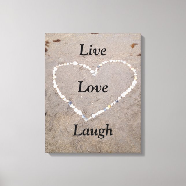 Beach Shell Heart. Live Love Laugh Canvas Print (Front)