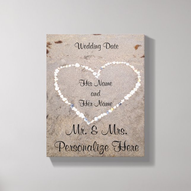 Beach Shell Heart Personalized Canvas Print (Front)