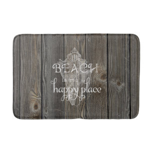 Beach Shell Vintage Wood Bath Rug