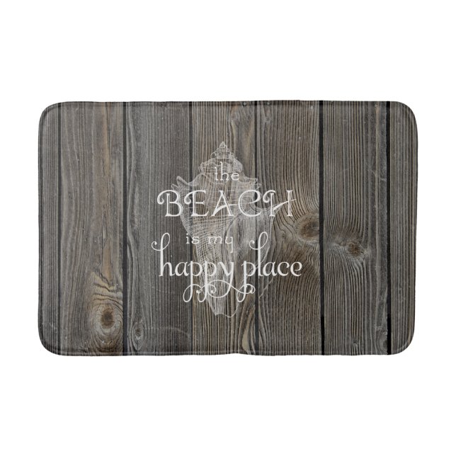 Beach Shell Vintage Wood Bath Rug (Front)