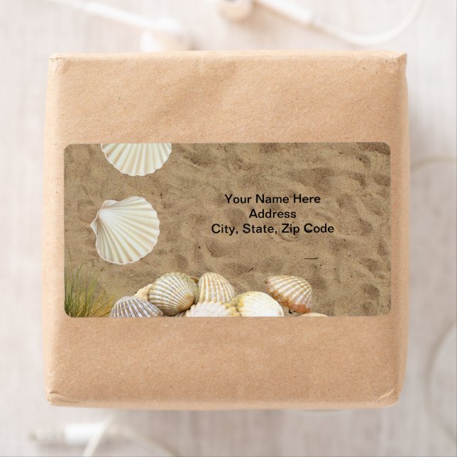Beach Shells Clams Sand Étiquettes (En situation)
