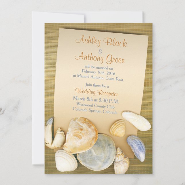 Beach Shells Destination Wedding Reception Only Invitation (Front)