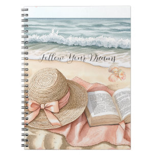Beach Shells Ocean Peach Bow Hat Blanket Notebook