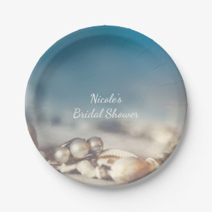 Beach Shells & Pearl Jewellery Elegant Bridal Paper Plate