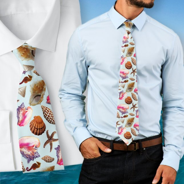 Beach Shells Sea Creatures Pattern Tie (Creator Uploaded)
