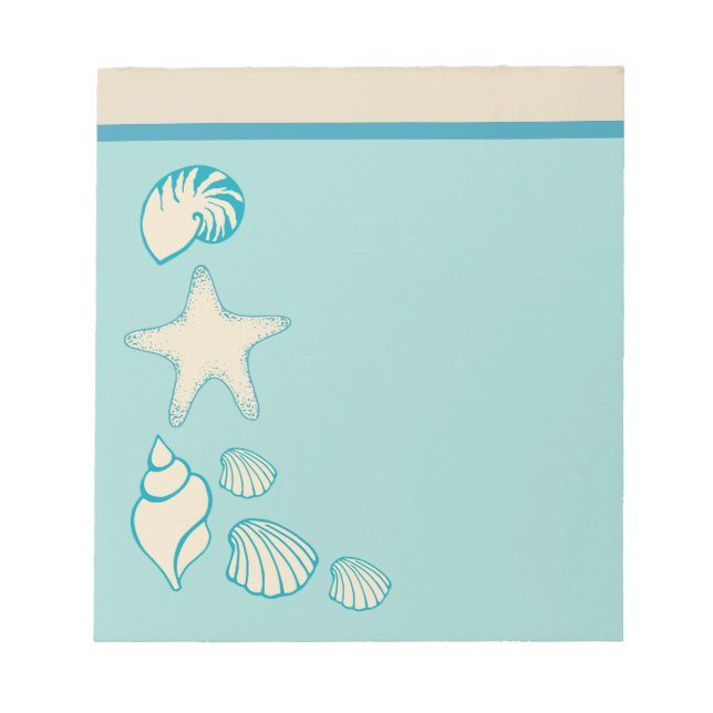 Beach Shells Starfish Seashell Notepad Gift (Front)