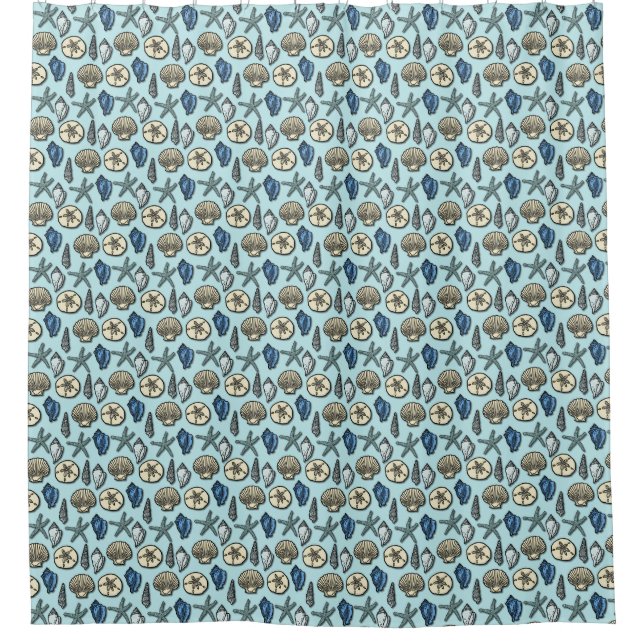 Beach Shells Starfish Seaside Pretty Blue Pattern (Front)