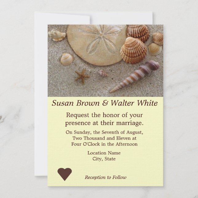 Beach Shells Theme Wedding Invitation (Front)