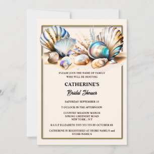 Beach shells tropical seashells iridescent shimmer invitation