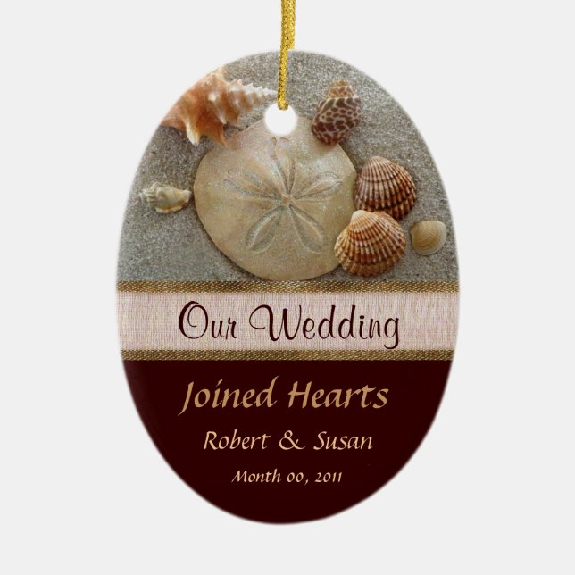 Beach Shells Wedding Favour Ceramic Ornament (Front)