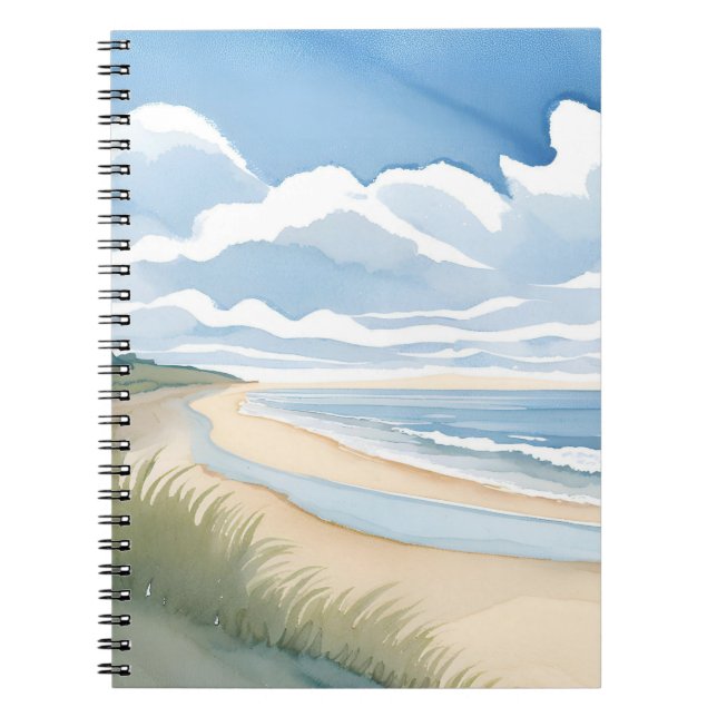 Beach Shore Walk | Coastal Ocean Watercolor Notebook (Front)