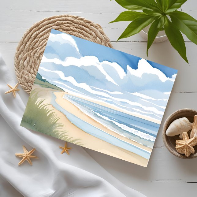 Beach Shore Walk | Coastal Ocean Watercolor Postcard (Creator Uploaded)
