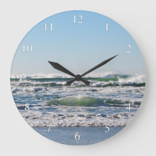 Beach Shore Waves Small Numbers Large Clock