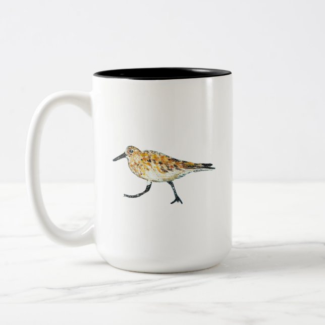 Beach Shorebird Sandpiper Bird Art Two-Tone Coffee Mug (Left)