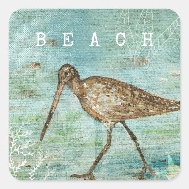 Beach Shorebird Square Sticker (Front)
