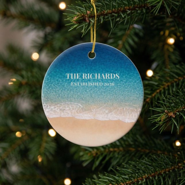Beach Shoreline Custom Name Ceramic Ornament (Creator Uploaded)