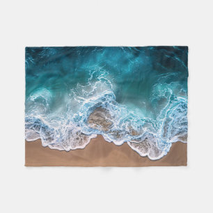 Beach Shoreline Waves Fleece Blanket
