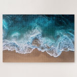 Beach Shoreline Waves Jigsaw Puzzle<br><div class="desc">This tranquil artwork captures the gentle waves of the beach shoreline,  with soft hues of blue and beige creating a peaceful,  soothing atmosphere. The flowing water and serene coastal scene make it a perfect piece for beach lovers and coastal-inspired decor.</div>