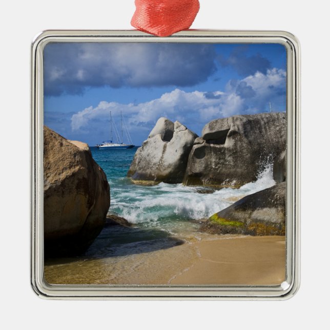 Beach side at Virgin Gorda, British Virgin Metal Ornament (Front)