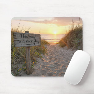 Beach Sign at Sunrise Mouse Pad