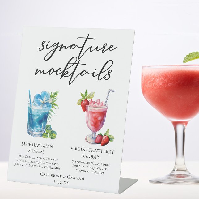 Beach Signature Mocktails Summer Menu Pedestal Sign (Creator Uploaded)