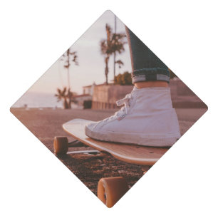 beach skating graduation cap topper