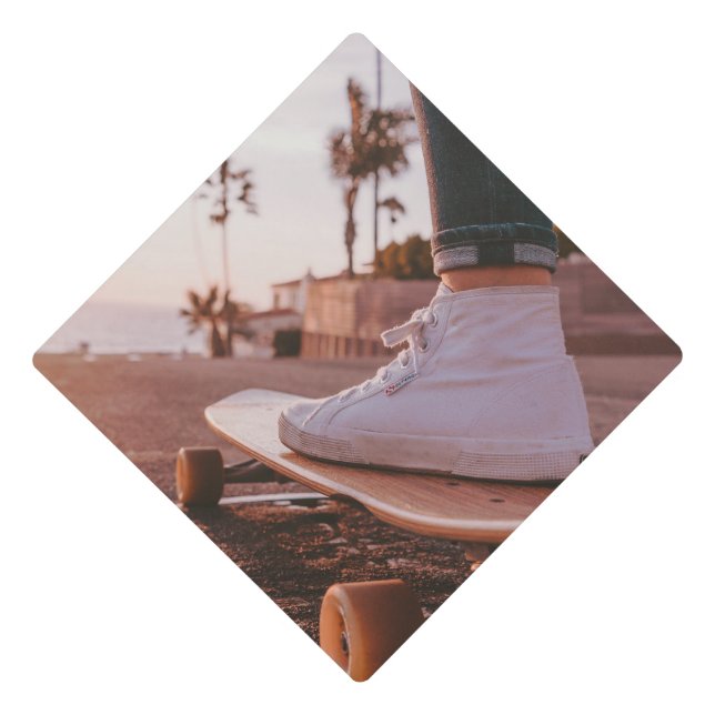 beach skating graduation cap topper (Front)