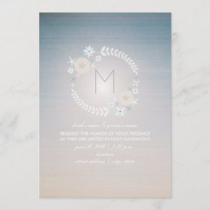 Beach Sky Photo Monogram Wedding Invitation